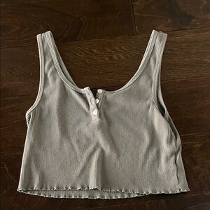 American Eagle Outfitters Gray Ribbed Crop Top